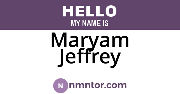 Maryam Jeffrey