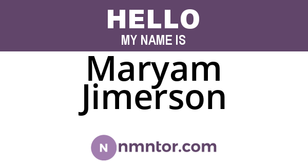 Maryam Jimerson