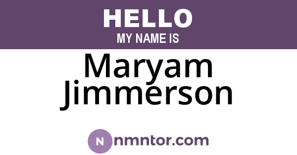 Maryam Jimmerson