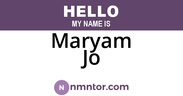Maryam Jo