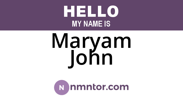 Maryam John