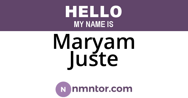 Maryam Juste