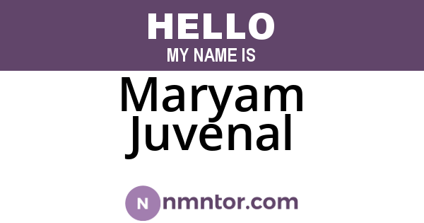Maryam Juvenal