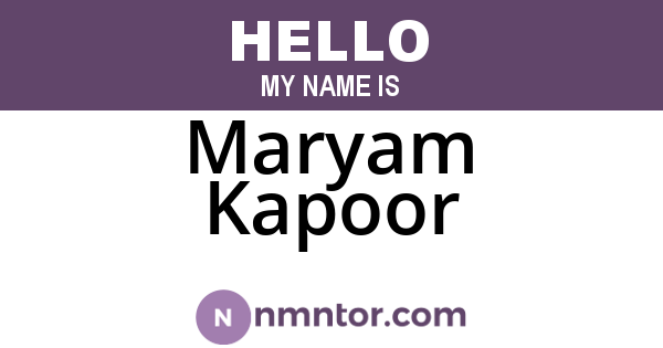 Maryam Kapoor