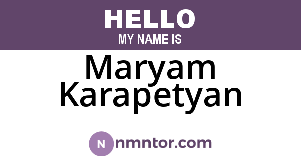 Maryam Karapetyan