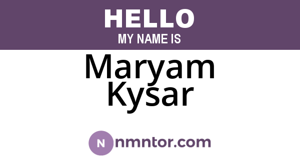 Maryam Kysar