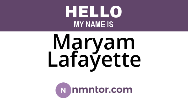 Maryam Lafayette