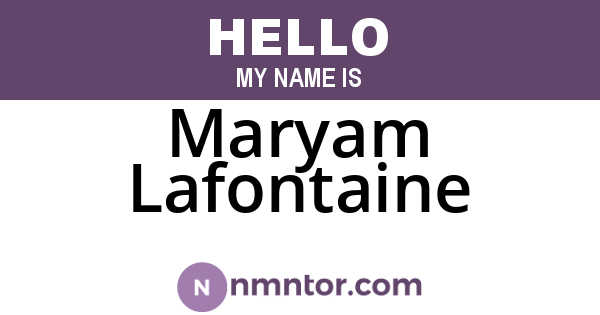 Maryam Lafontaine