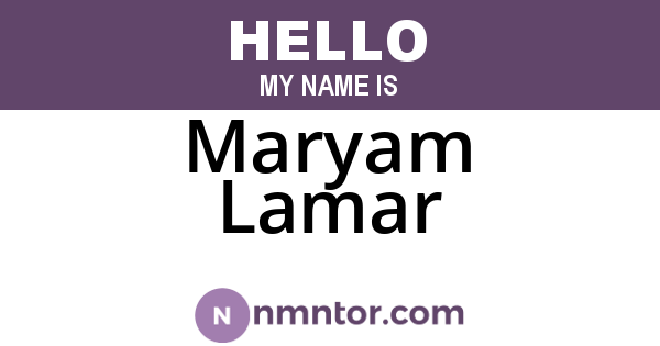 Maryam Lamar