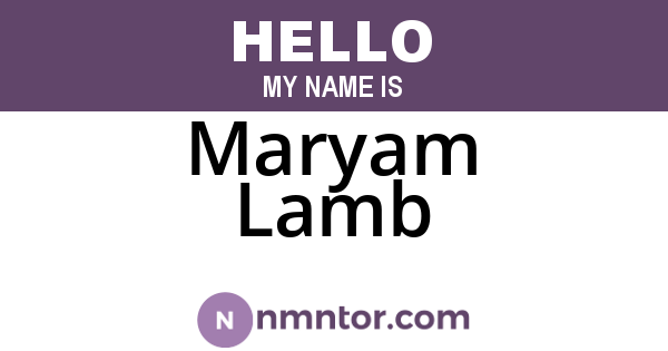 Maryam Lamb