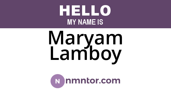 Maryam Lamboy