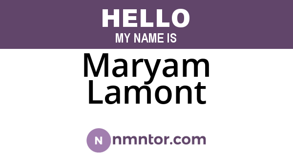 Maryam Lamont