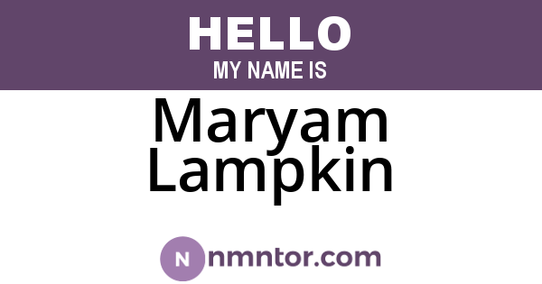 Maryam Lampkin