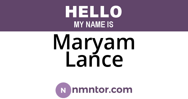 Maryam Lance