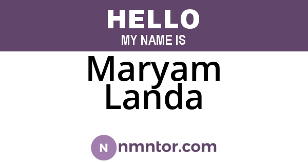Maryam Landa