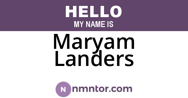 Maryam Landers
