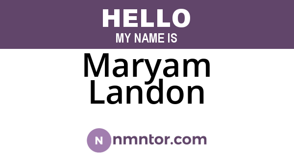 Maryam Landon