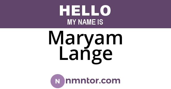 Maryam Lange