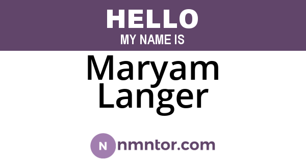 Maryam Langer