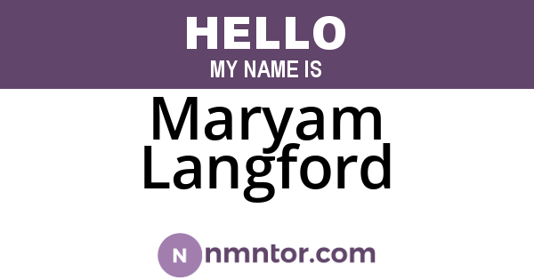 Maryam Langford