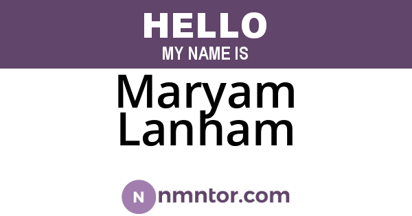 Maryam Lanham
