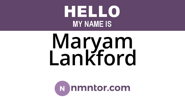 Maryam Lankford