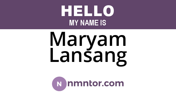 Maryam Lansang