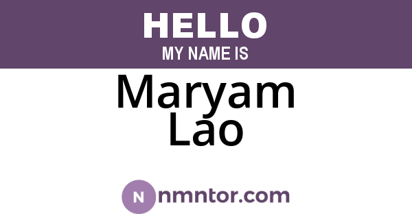 Maryam Lao