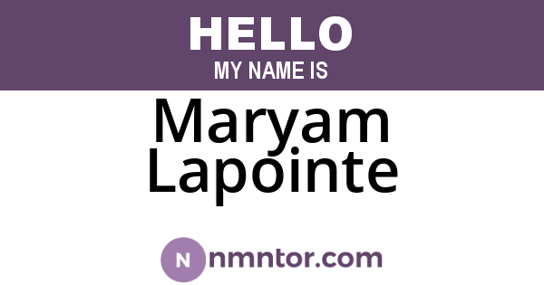 Maryam Lapointe