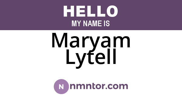 Maryam Lytell