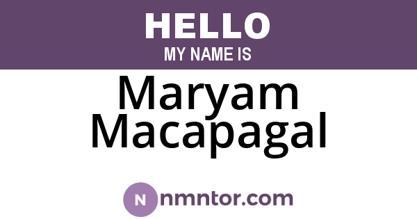 Maryam Macapagal