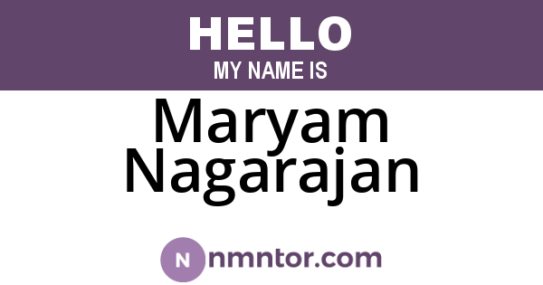 Maryam Nagarajan