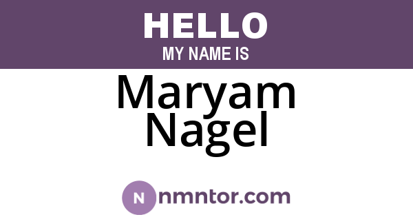 Maryam Nagel