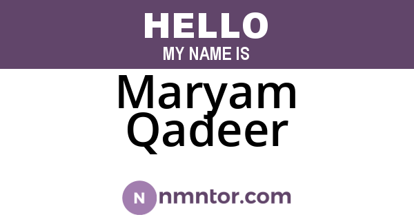 Maryam Qadeer