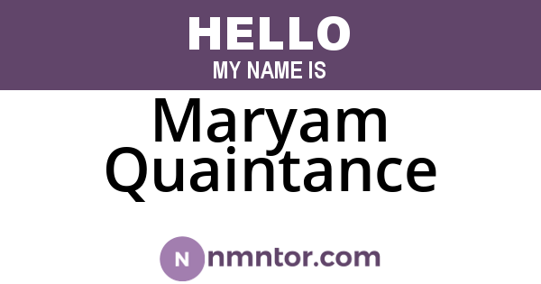 Maryam Quaintance