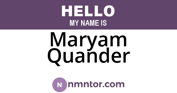 Maryam Quander