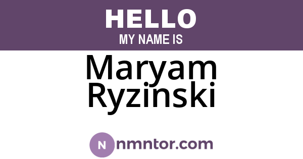 Maryam Ryzinski