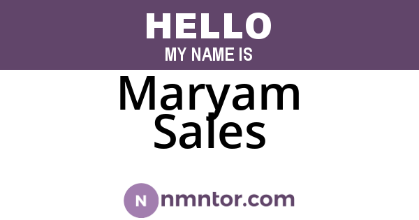 Maryam Sales