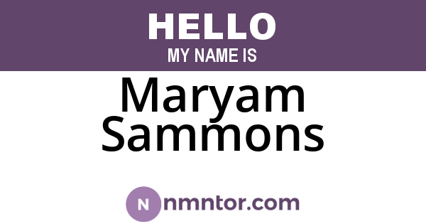 Maryam Sammons