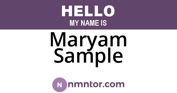 Maryam Sample
