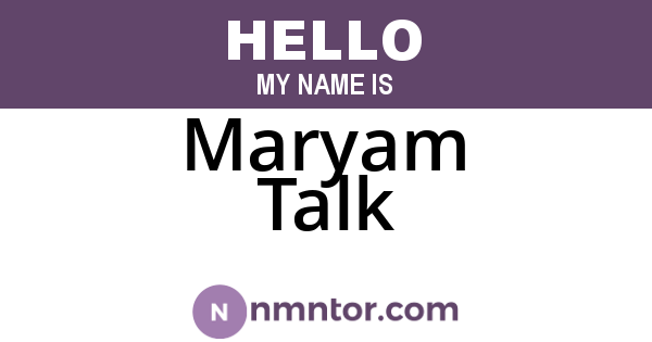 Maryam Talk