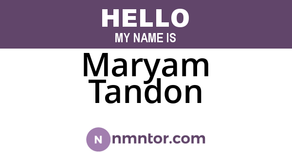Maryam Tandon