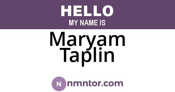 Maryam Taplin