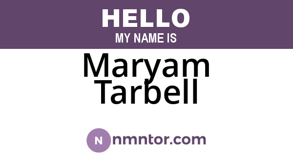 Maryam Tarbell