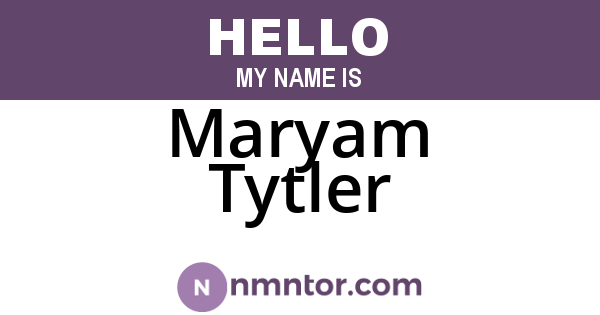 Maryam Tytler