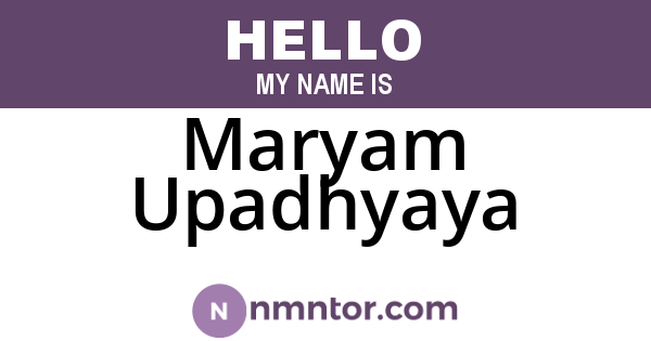 Maryam Upadhyaya