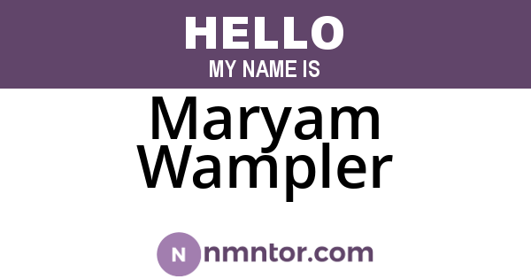 Maryam Wampler