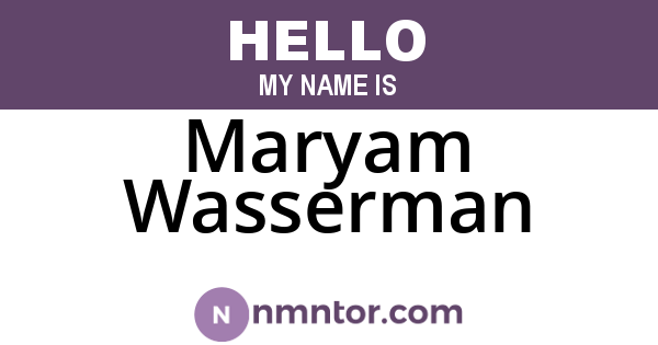 Maryam Wasserman