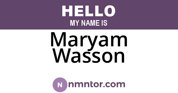 Maryam Wasson