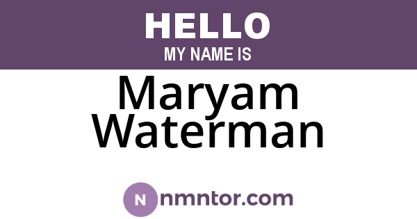 Maryam Waterman
